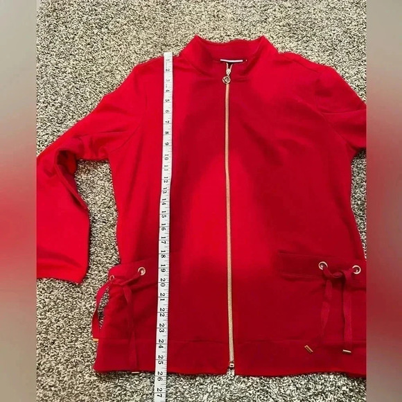 Susan Graver Red Long Sleeve Jogger Jacket Gold Hardware Size Medium - Picture 6 of 9